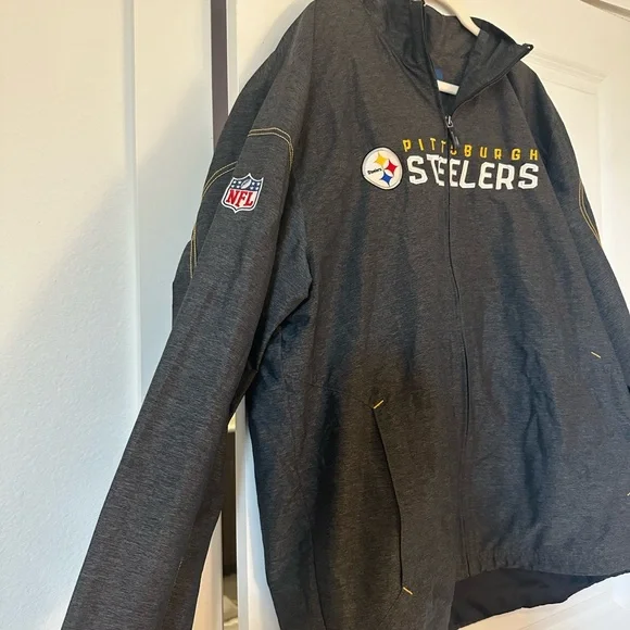 Reebok Pittsburgh Steelers Gray Windbreaker Jacket Size XL - Picture 3 of 8